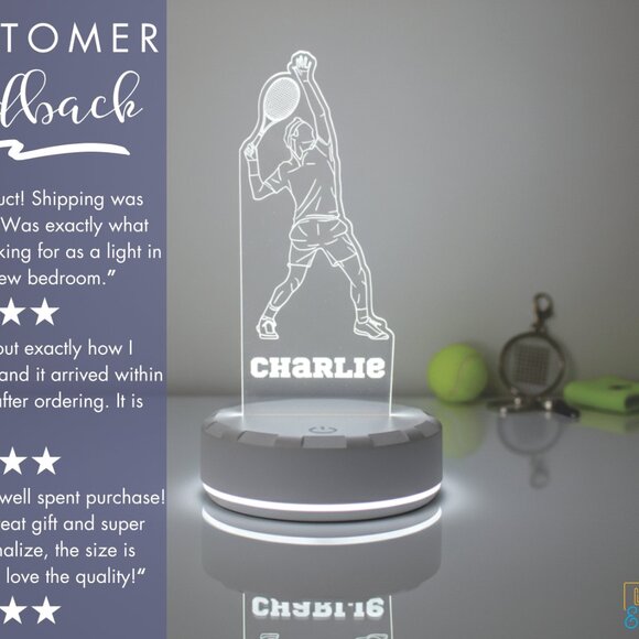Custom Tennis LED Night Light for Sports-Themed Rooms - Picture 7 of 8